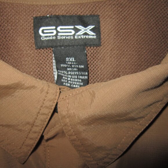 GSX Guide Series Extreme Mens Size 2XL Button Shirt Nylon Utility Brown Pockets - Picture 3 of 3